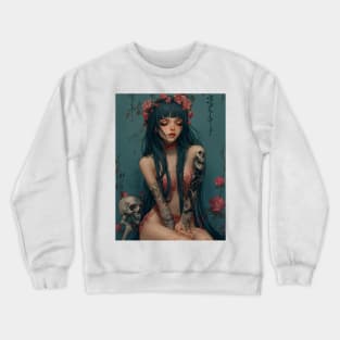 Geisha and skull 93012 Crewneck Sweatshirt